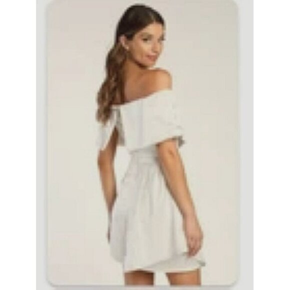 Lulus Always Celebrating Ivory Satin Off-the-Shoulder Mini Dress - L*   NWT - Picture 2 of 10